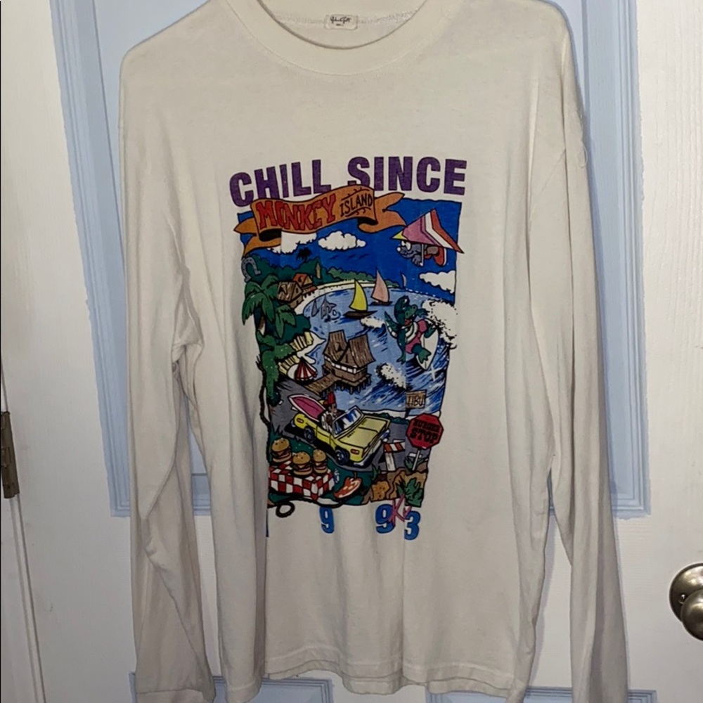 White graphic long sleeve tee Brandy Melville